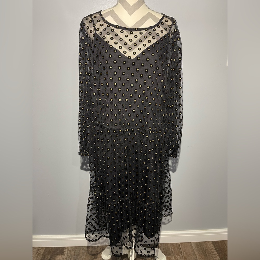 LOFT Black Bishop Sleeve Cocktail Gown